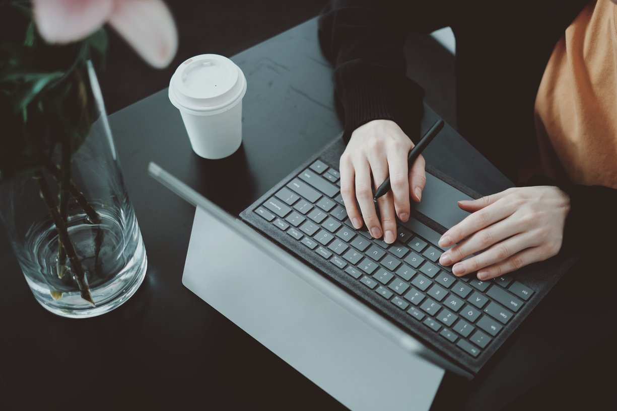 Woman working on laptop